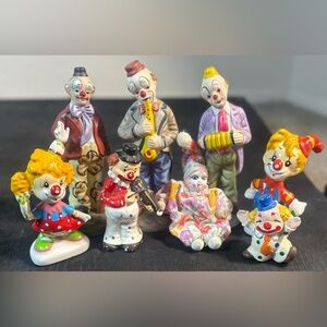 Colorful Ceramic Clown Figurines Set